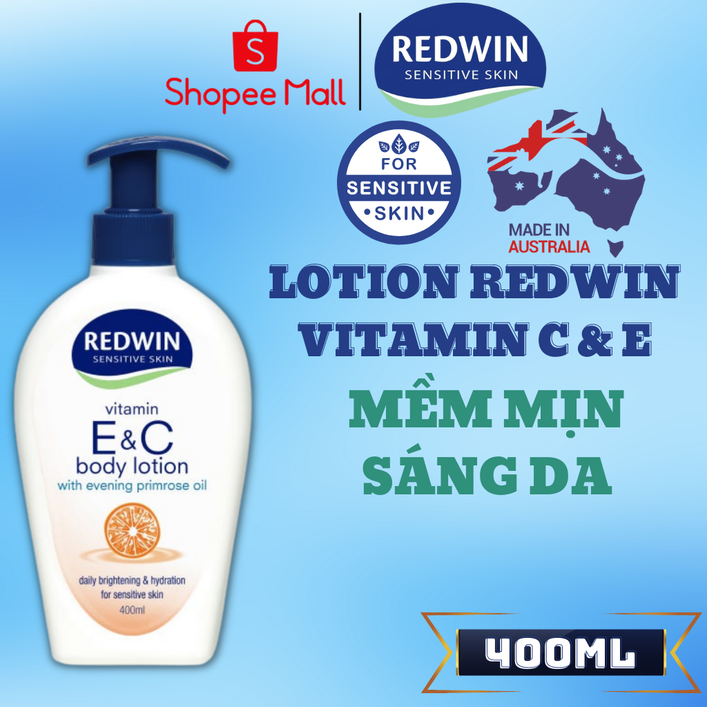 Kem dưỡng redwin vitamin e & c body lotion mềm min sáng da 400ml