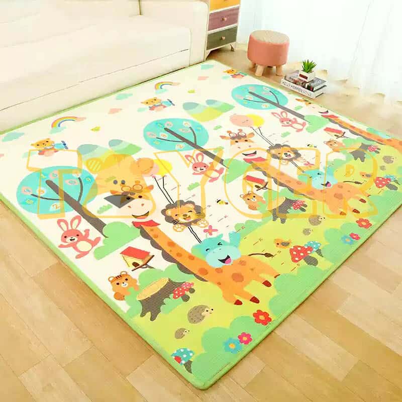 Thảm xốp xpe cho bé gấp gọn tấm lót trải sàn 2 mặt chống thấm chống trơn hàn quốc phủ silicone size  1m8 2m