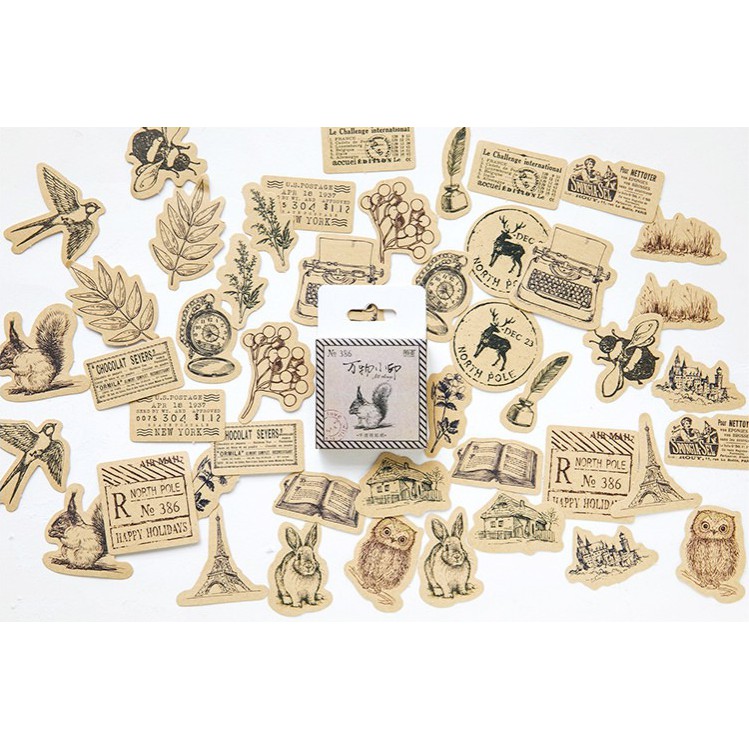 KimiTape Sticker hình dán tem thư vintage con sóc 46 hình