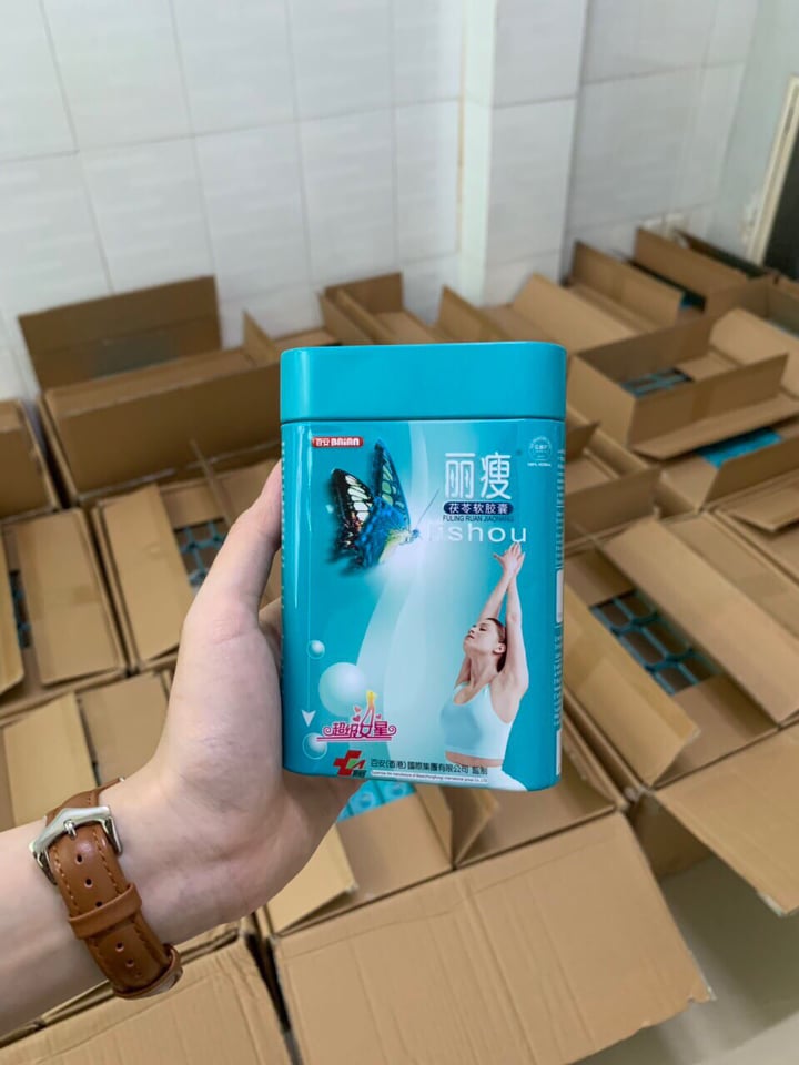 Giảm cân Lishou Phục Linh xanh - hộp thiếc