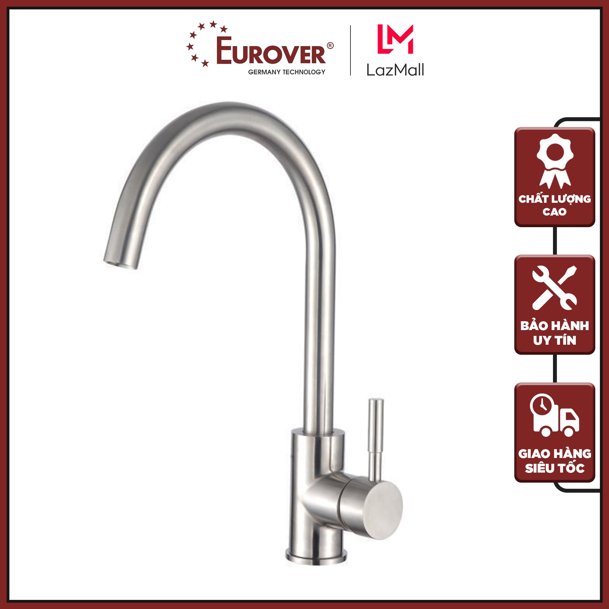 Vòi nước rửa chén bát nóng lạnh inox 304 xoay 360 độ Eurover PLE-6045M loại 1 đúc nguyên khối, sản phẩm chuẩn chất độ bền cao, đạt tiêu chuẩn Châu Âu, bảo hành 5 năm