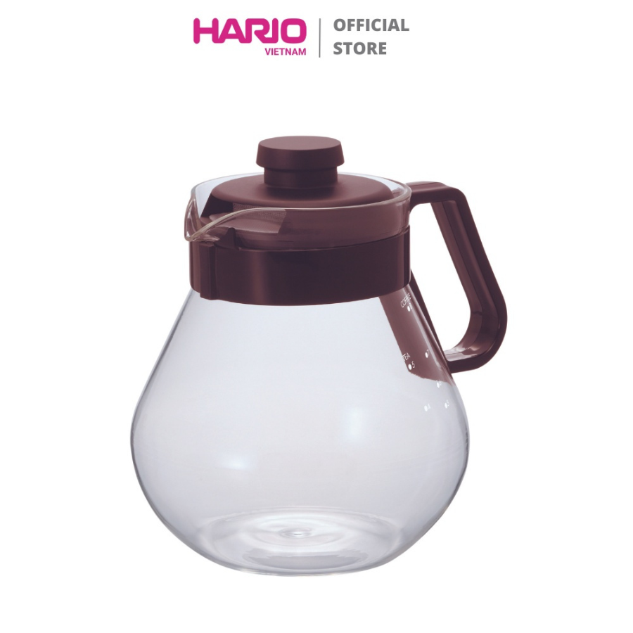 Bình trà, cà phê thủy tinh hario 1l nắp có lưới lọc - tea & coffee server "time" tcn-100cbr