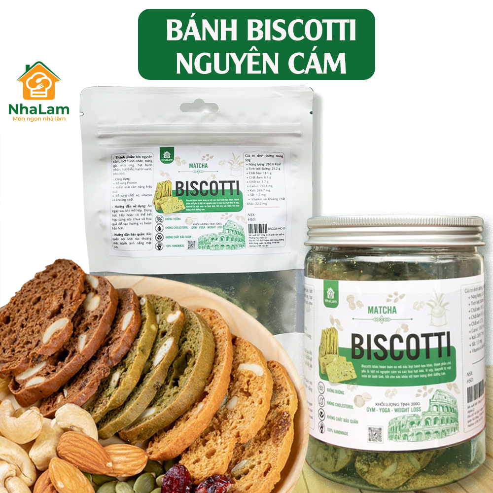 Bánh biscotti nguyên cám ngũ cốc ăn kiêng ít calo không đường nhalam food