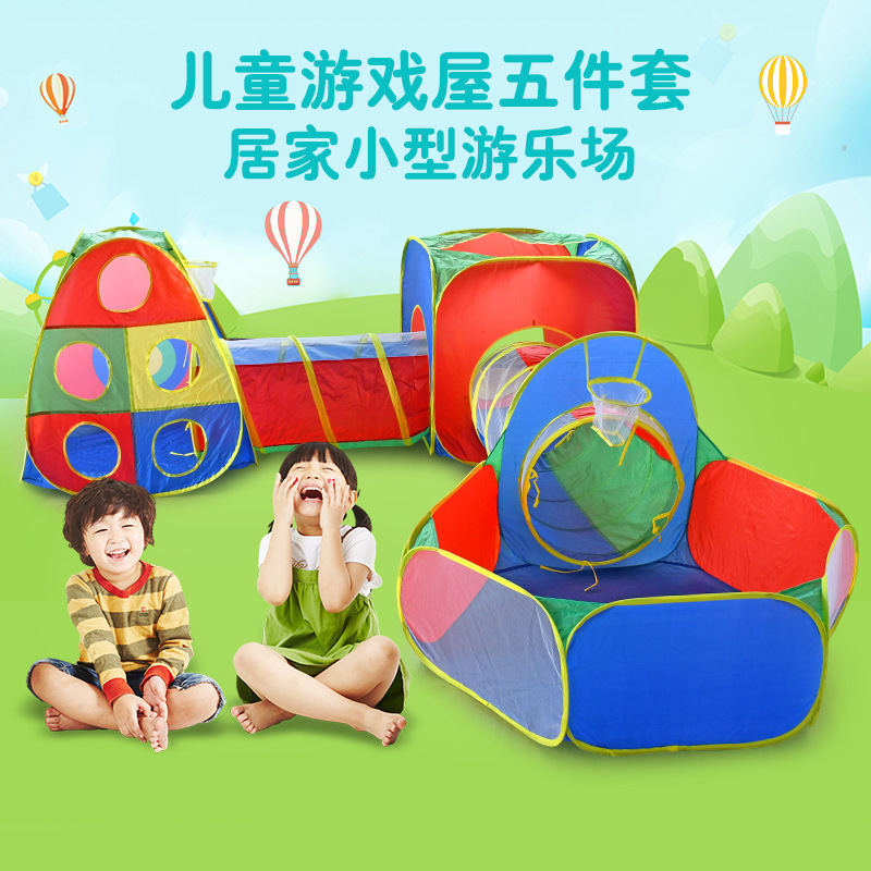 Lều Trò Chơi Cho Trẻ Em Nhà Chơi Năm Mảnh Đường Hầm Bò Trong Nhà Bộ Ba Mảnh Lều Ba Trong Một Bể Bắn Bóng Đại Dương