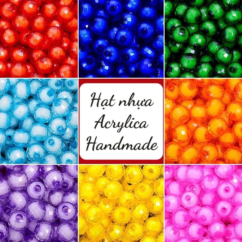 100gr Hạt cườm acrylic 8mm/8ly,hạt làm nhuỵ hoa, rèm,làm hoa trang trí các loại