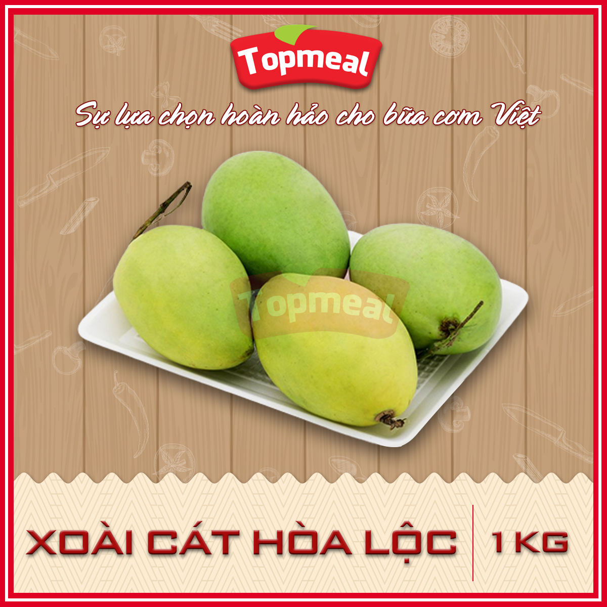 HCM - Xoài Cát Hòa Lộc (1kg) (Giao xanh/chín ngẫu nhiên tùy đợt hàng) - [Giao nhanh TPHCM]