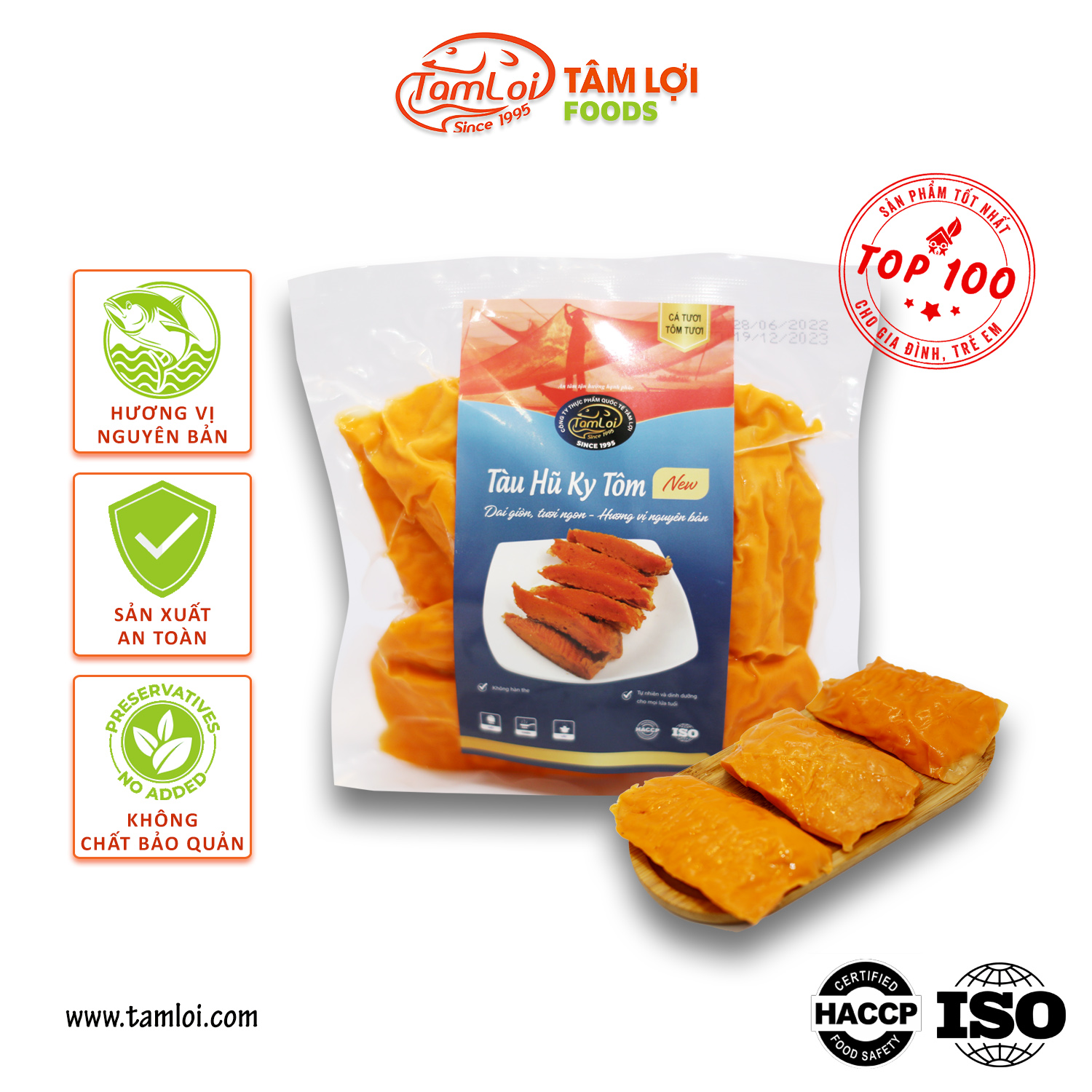 Viên thả lẩu - tàu hủ ky tôm tâm lợi, loại cao cấp - 200 gram - 500 gram