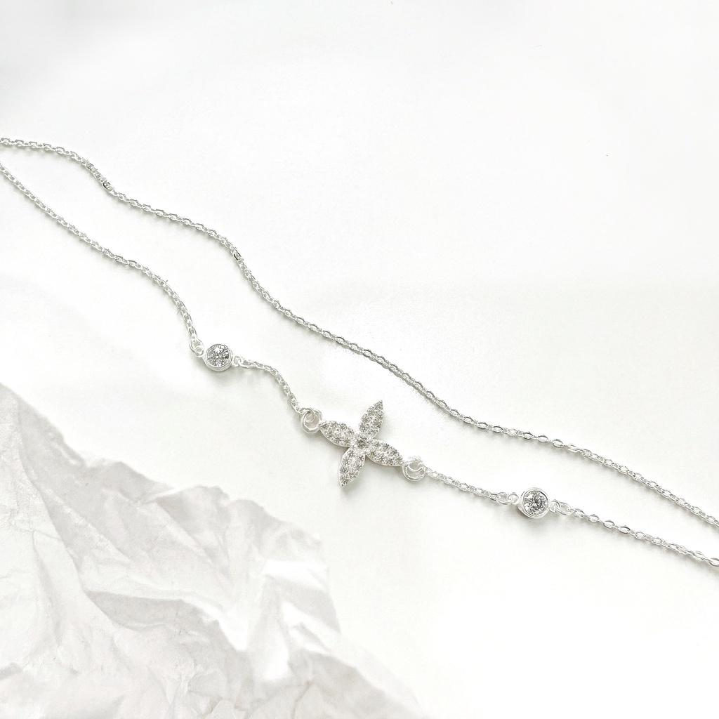 Lắc tay bạc 925 Miuu Silver, Vòng tay bạc hoa Tử Đinh Hương Lilac