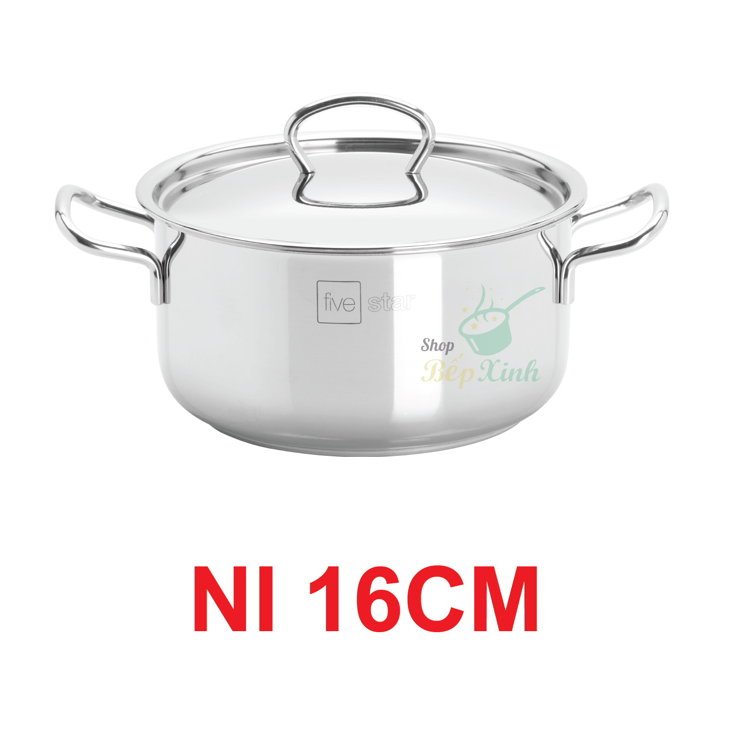 Nồi inox 3 đáy sandwich inox 430 cao cấp Fivestar Standard bếp từ nắp inox  ( 16cm/18cm/20cm/24cm )