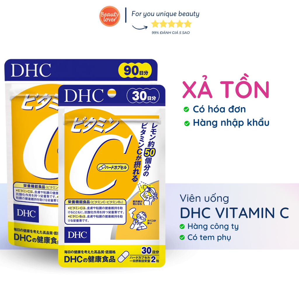 [Xả tồn - Date xa] Viên uống DHC vitamin C 30 ngày và 90 Ngày – Beauty Lover Vitamin C DHC, giảm mụn, sáng da, tăng sức đề kháng