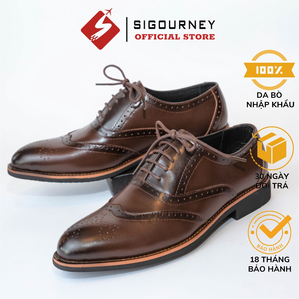Giày Oxford nam họa tiết Brogues đục lỗ cực đẹp SIGOURNEY SIG-26