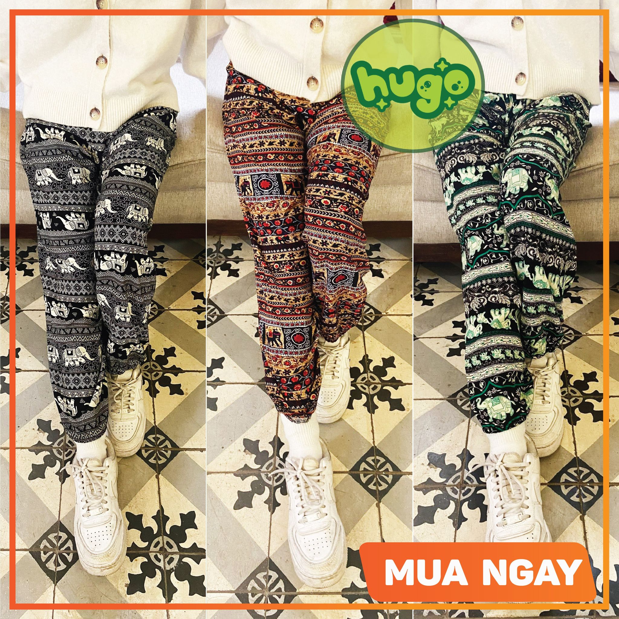COMBO 5 Quần lanh - Quần alibaba họa tiết thổ cẩm, phom to mát mẻ & nhiều màu - Hugo shop