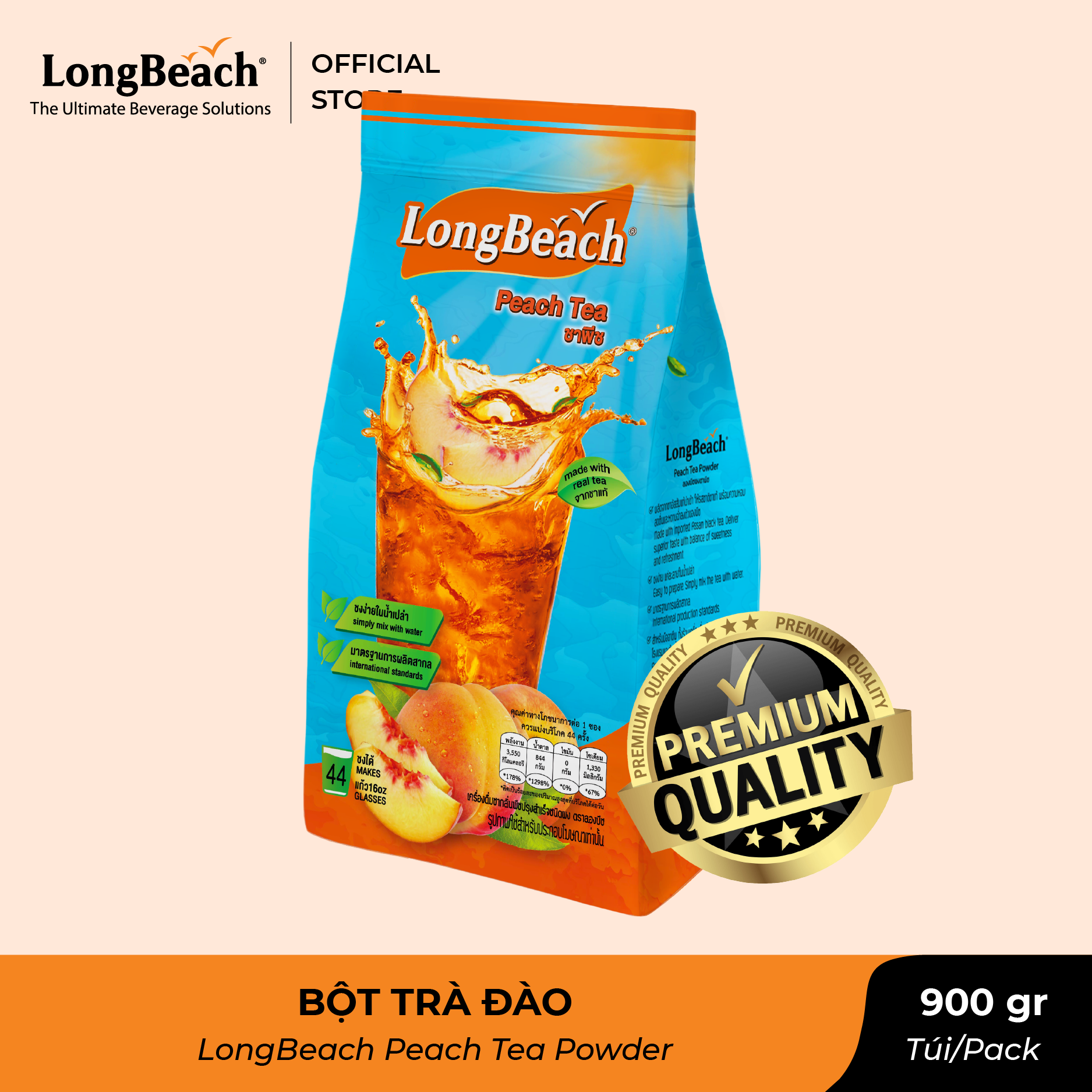 Bột Trà Đào - LongBeach Peach Tea Powder 900 G