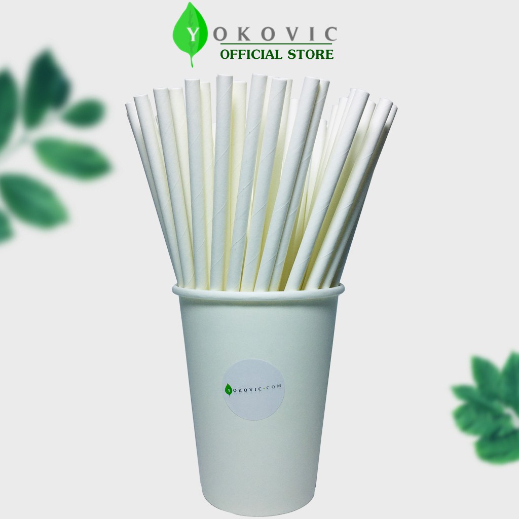 Ống hút giấy phi 6 màu trắng yokovic - ống hút giấy bảo vệ môi trường ykv0001