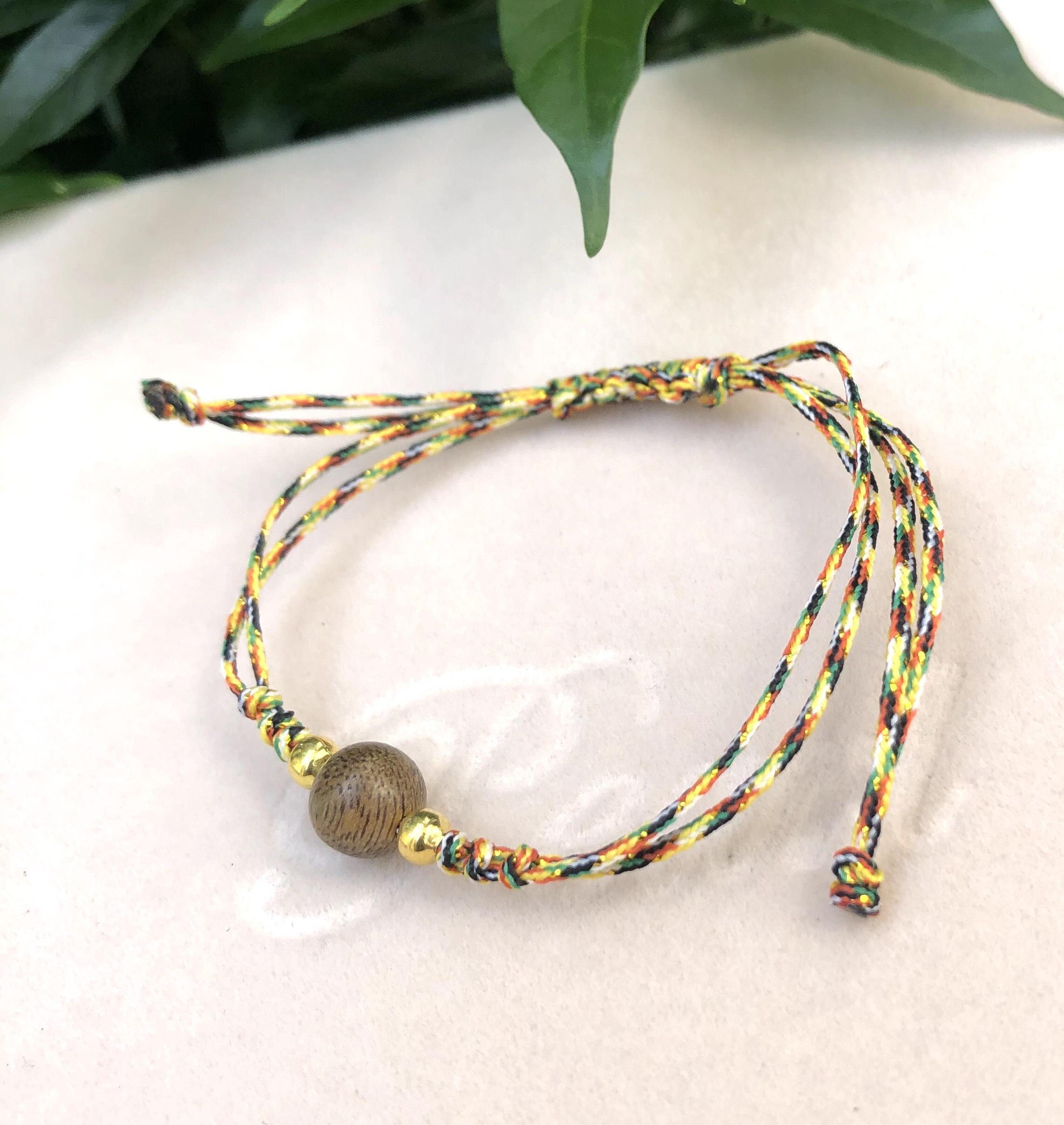 [FreeshipMAX] VÒNG CHỈ NGŨ SẮC 1 HẠT TRẦM MIX CHARM MẠ VÀNG 10K