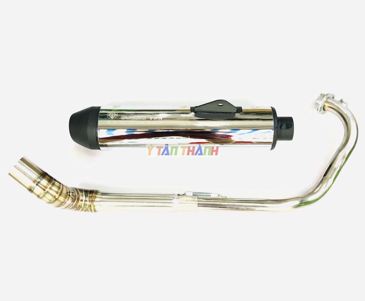 Pô satria cổ 2 khúc inox gắn raider fi