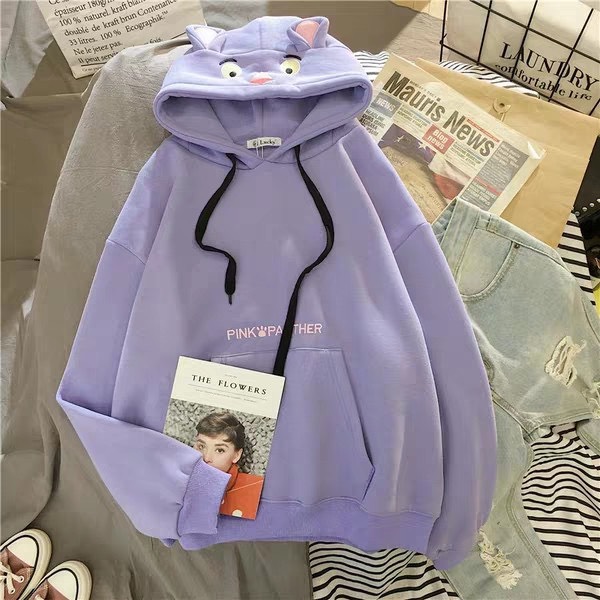 Áo hoodie nữ nỉ bông phối tai gấu(HÀNG BAO ĐẸP)MẶC LÀ ĐẸP