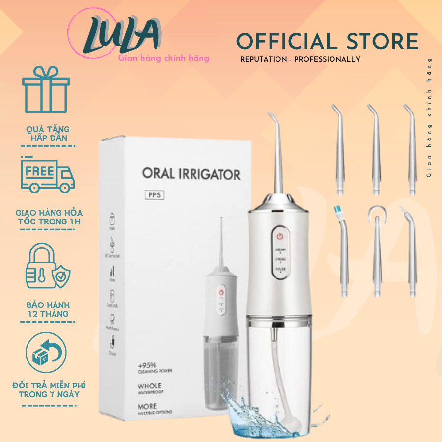 Máy tăm nước cầm tay, dụng cụ chăm sóc răng miệng, bàn chải vệ sinh răng, sử dụng thay chỉ nha khoa, dung tích 220ml 3 chế độ, bảo vệ răng miệng sạch sẽ