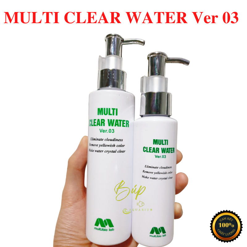 Chế phẩm làm trong nước cao cấp multi clear water giúp khử màu lũa, khử bụi li ti, làm trong nước nhanh chóng
