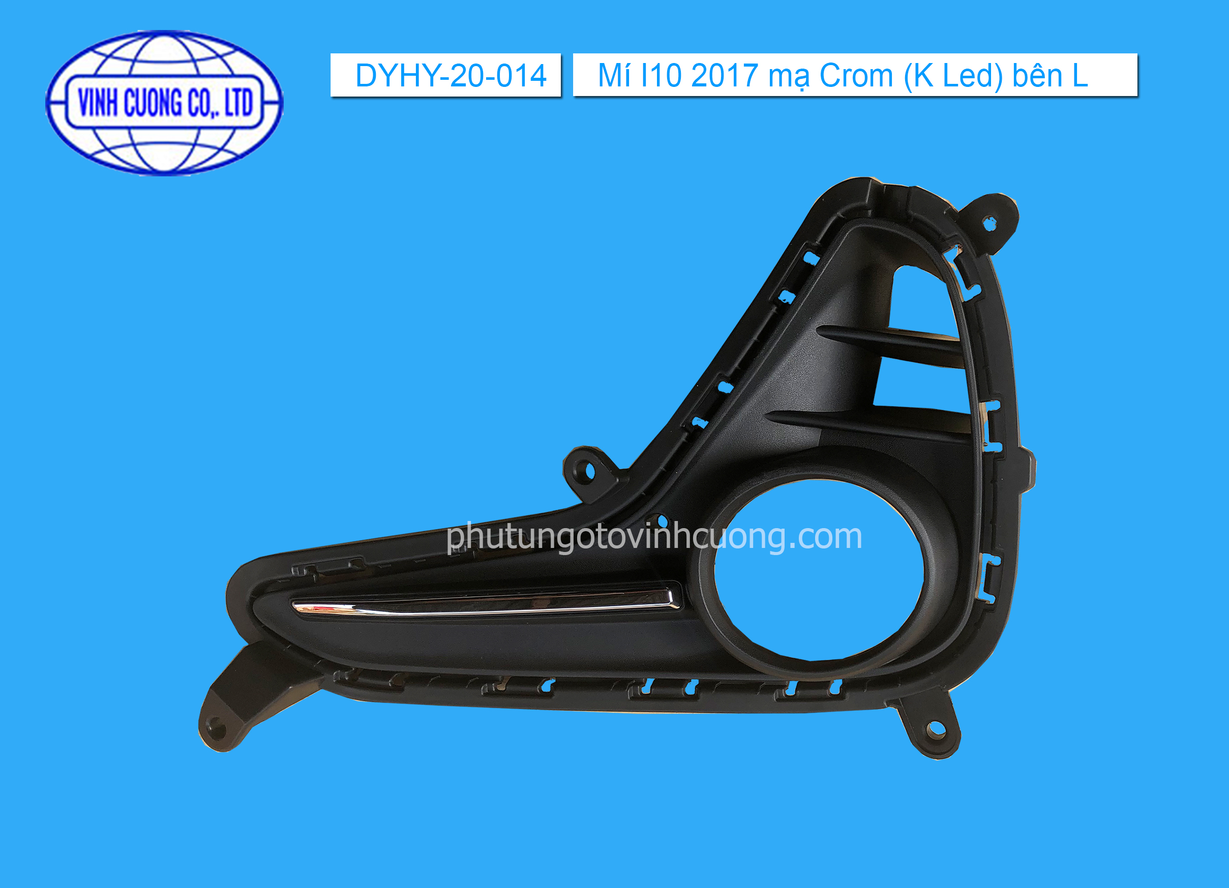 Ốp đèn gầm mạ crom hyundai i10 2017-2021 hatback