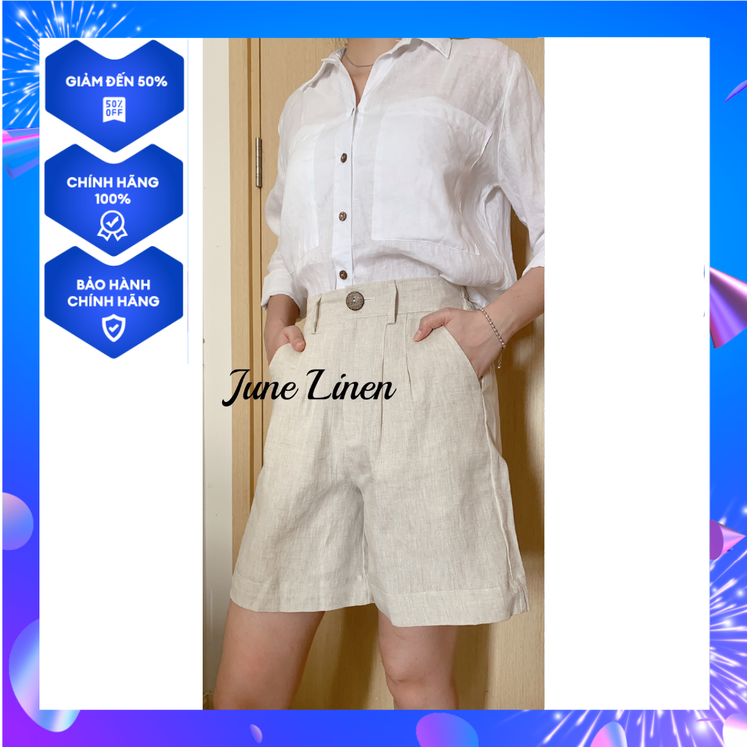 Quần ngố linen tưng premium, lưng sau thun. nhiều màu. ảnh thật. qn05
