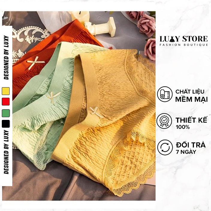 [3-5/8 HOÀN TIỀN 25%] Quần lót nữ cotton kháng khuẩn co giãn 4 chiều hoạ tiết viền ren sexy điệu đà, quần lót nữ bigsize ôm bụng nâng mông V1