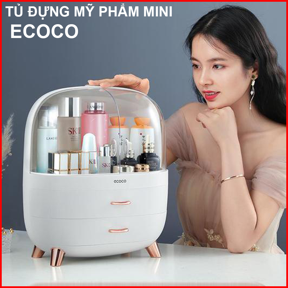 Hộp đựng mỹ phẩm để bàn ecoco cực cool 3 ngăn nhựa abs tủ đựng mỹ phẩm mini để bàn hộp trang sức mỹ phẩm tủ hộp đựng mỹ phẩm trang sức