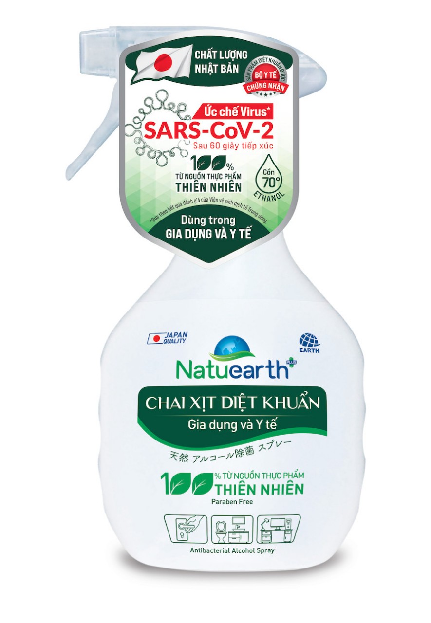 Chai xịt diệt khuẩn Natuearth Plus 410 ml - Dùng trong gia dụng và y tế