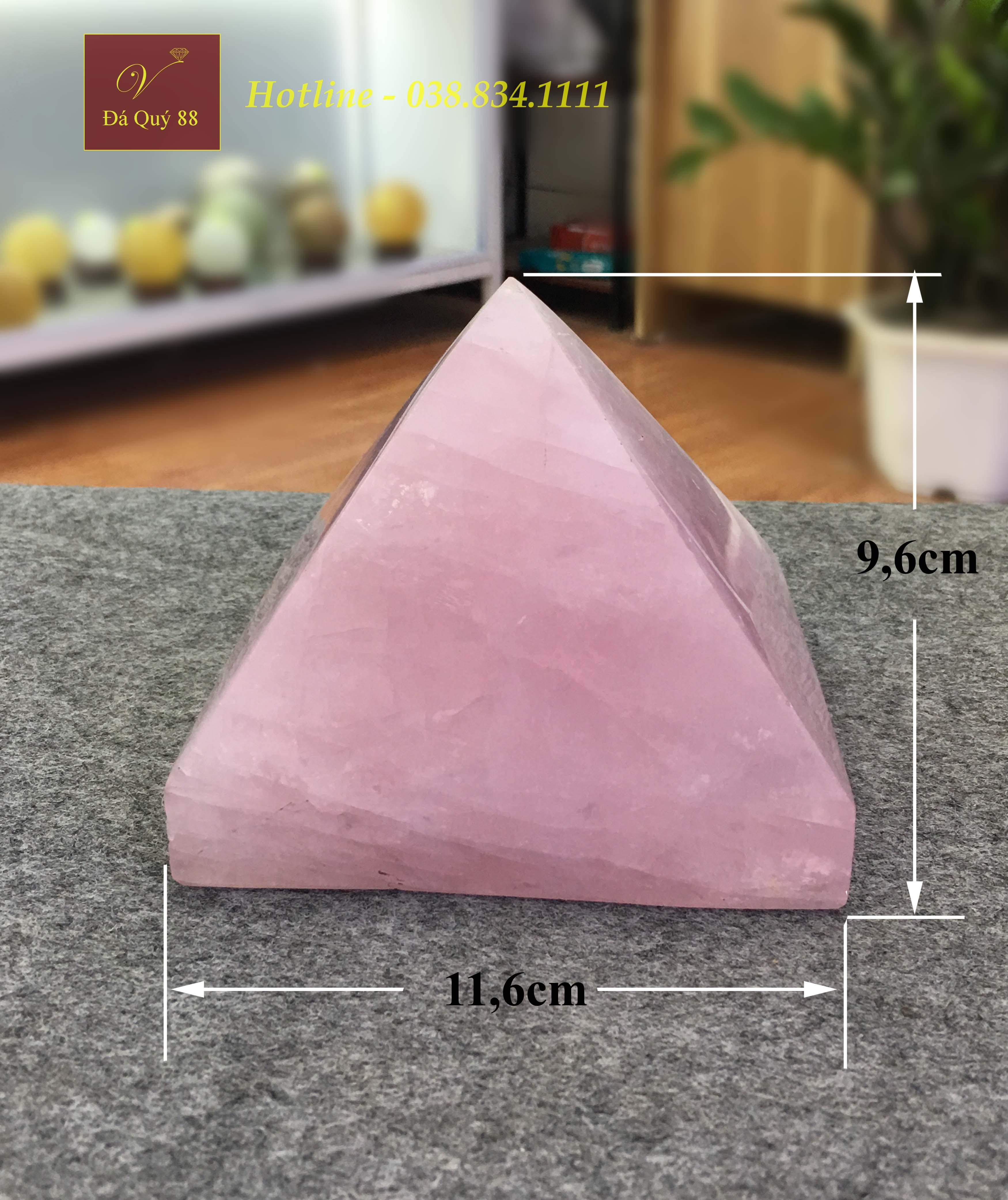 Kim Tự Tháp Phong Thủy Đá Thạch Anh Hồng Tự Nhiên 11,6cm