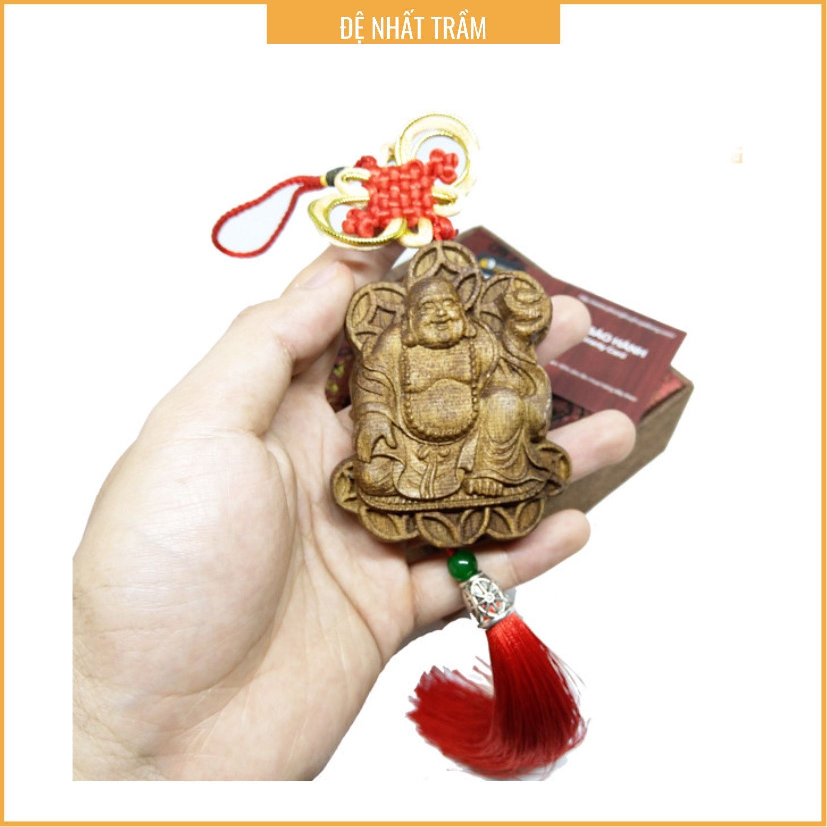 Dây treo xe hơi tượng phật di lặc gỗ trầm hương