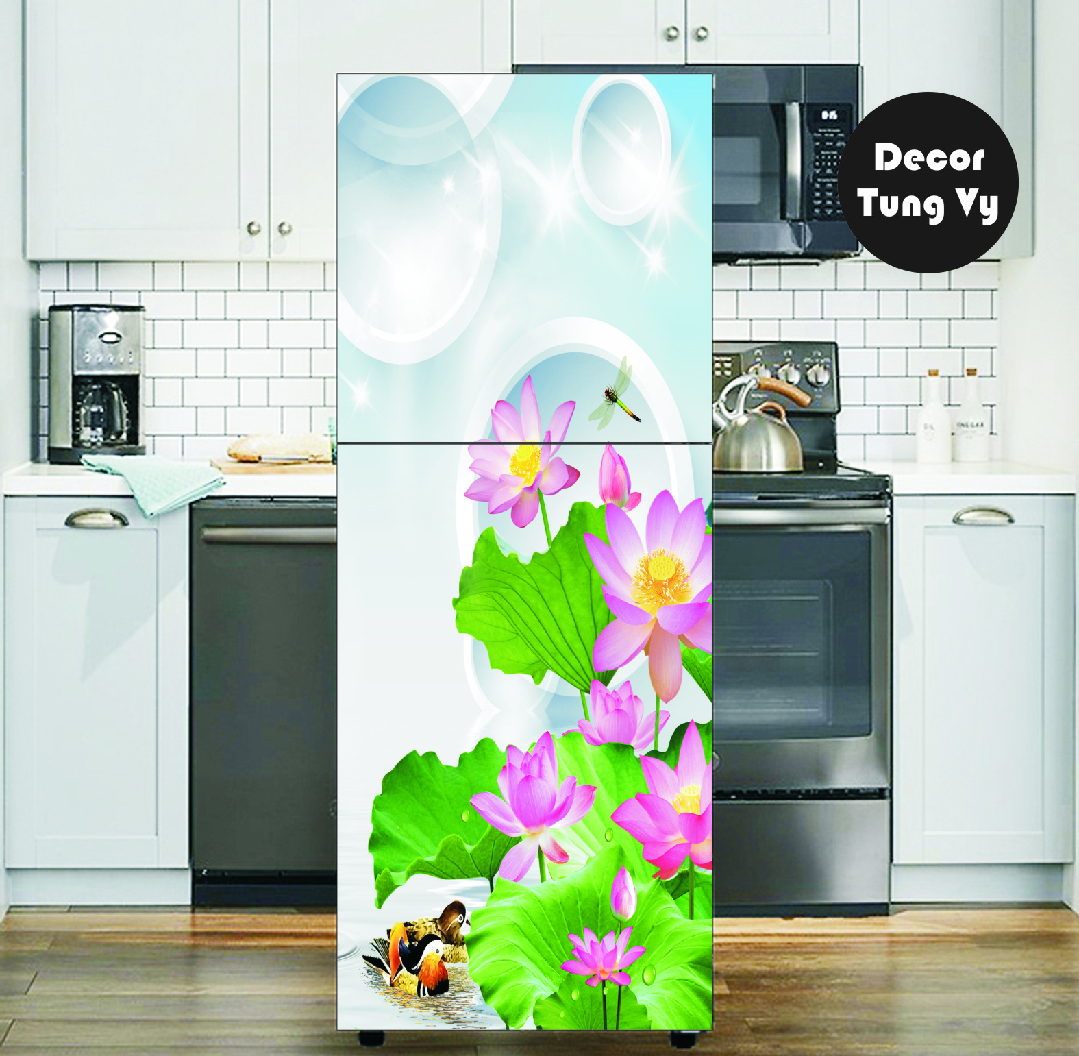 Decal dán tủ lạnh - dán kính