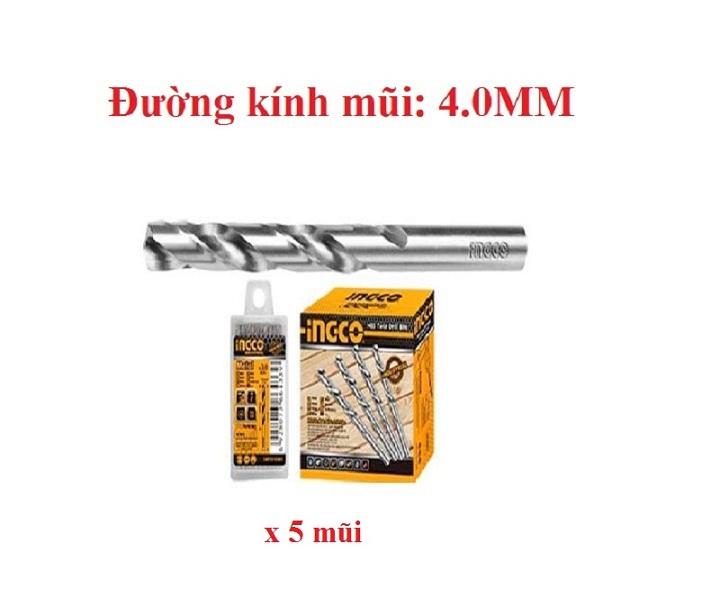 Combo 5 mũi khoan kim loại m2 hss dbt1110401 4mm hiêu ingco