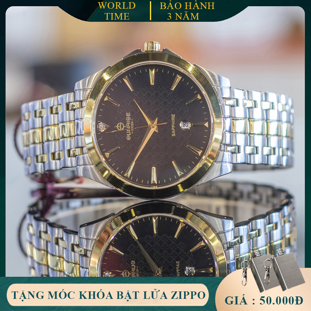 Đồng Hồ Nam Sunrise DM786SWA - Hộp hãng + Thẻ BH hãng - Kính Sapphire [chống xước , chống nước] dây thép DEMI