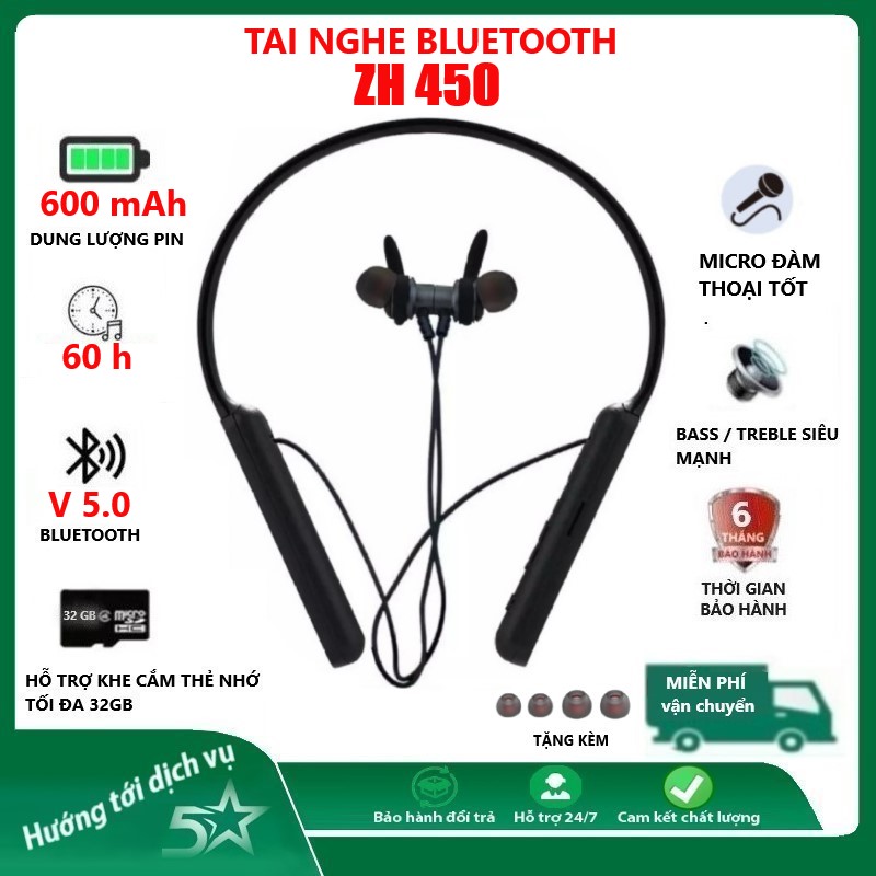 Tai Nghe Bluetooth không dây. pin khủng 600mAh, Nghe Nhạc 60h Phiên bản ZH 450 Bluetooth 5.0 âm thanh cực hay siwwu bền nghe cực đã chắc chắn sang trọng phù hợp với mọi lứa tuổi