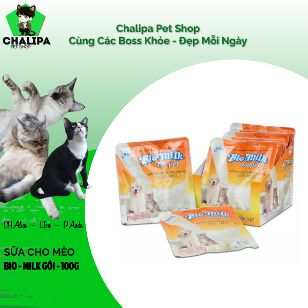 Sữa cho pet thú cưng chó mèo bio milk gói 100g bổ sung chất dinh dưỡng