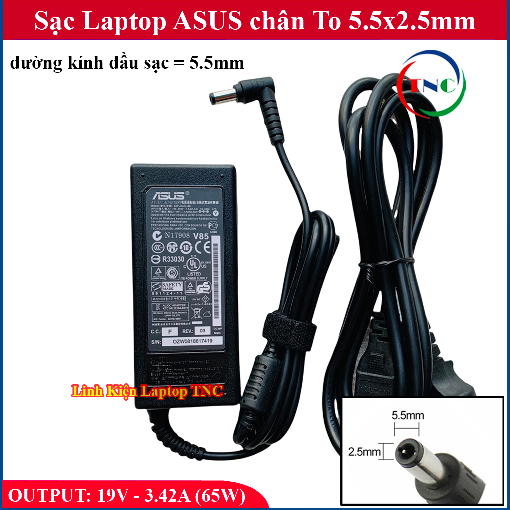 Sạc laptop asus 19v – 3.42a – 65w chân 5.5x2.5mm