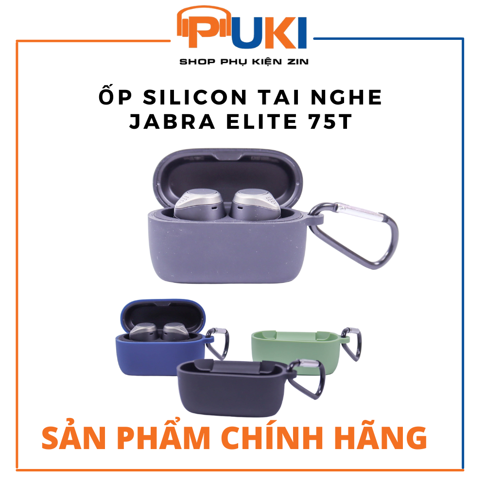 Vỏ bảo vệ hộp sạc tai nghe jabra elite 75t & jabra elite active 75t bằng silicon chống sốc chống trầy xước có móc khóa | xả kho toàn bộ | - puki shop
