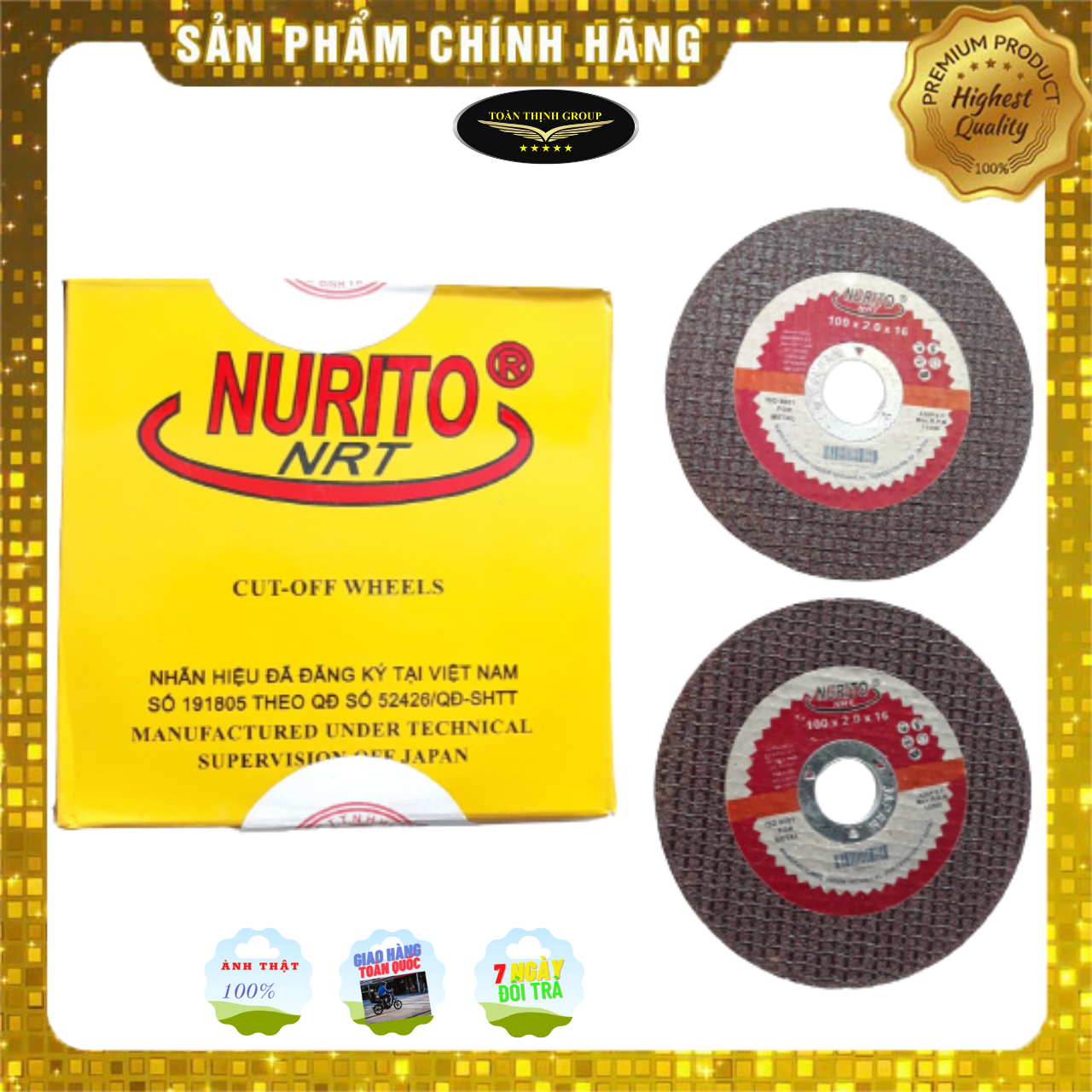 Đá cắt sắt, inox hiệu nurito nhật bản - nhiều kích cỡ 1 tấc, 1 tấc 25 - cắt nhanh, sắc bén