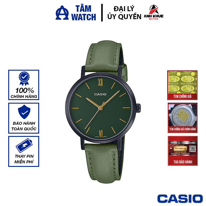 Đồng hồ nữ dây da casio standard chính hãng anh khuê ltp-vt02bl-3audf
