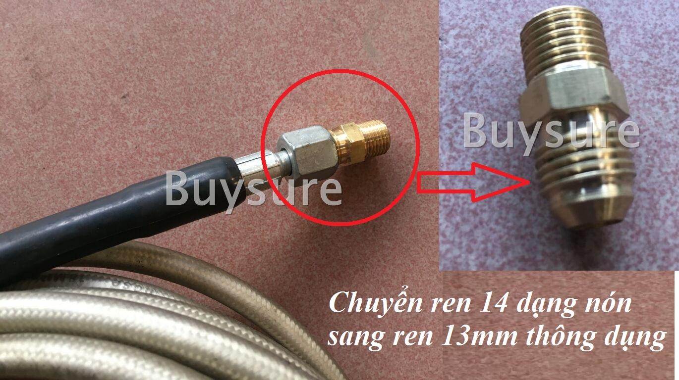 Nối chuyển ren ngoài 14 côn sang ren ngoài 13 thường
