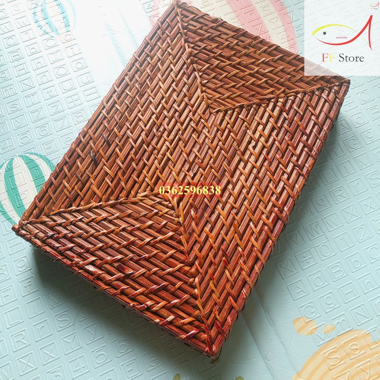 Khay mây tre chia ngăn đựng đồ, khay đựng đũa thìa nhà hàng, khách sạn