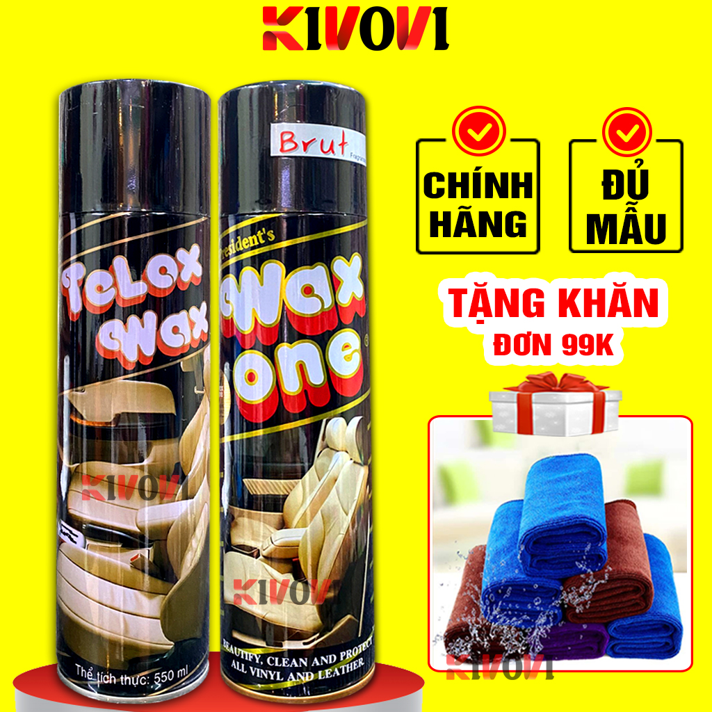 Bình Xịt Bóng Dàn Áo Xe WAX ONE, TELOX WAX CHÍNH HÃNG  - Xịt Bóng Nội Thất Ô tô, Lốp Xe, Sơn Xe Ô Tô, Dàn Áo Xe Máy - Chai Xịt Bóng Nhựa Nhám Kivo