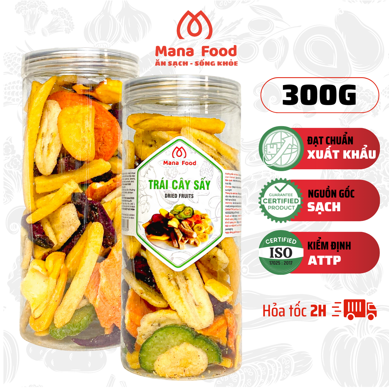 Thập Cẩm Sấy Đà Lạt Mana Food | Sấy mộc - Không đường - ATTP - 300G