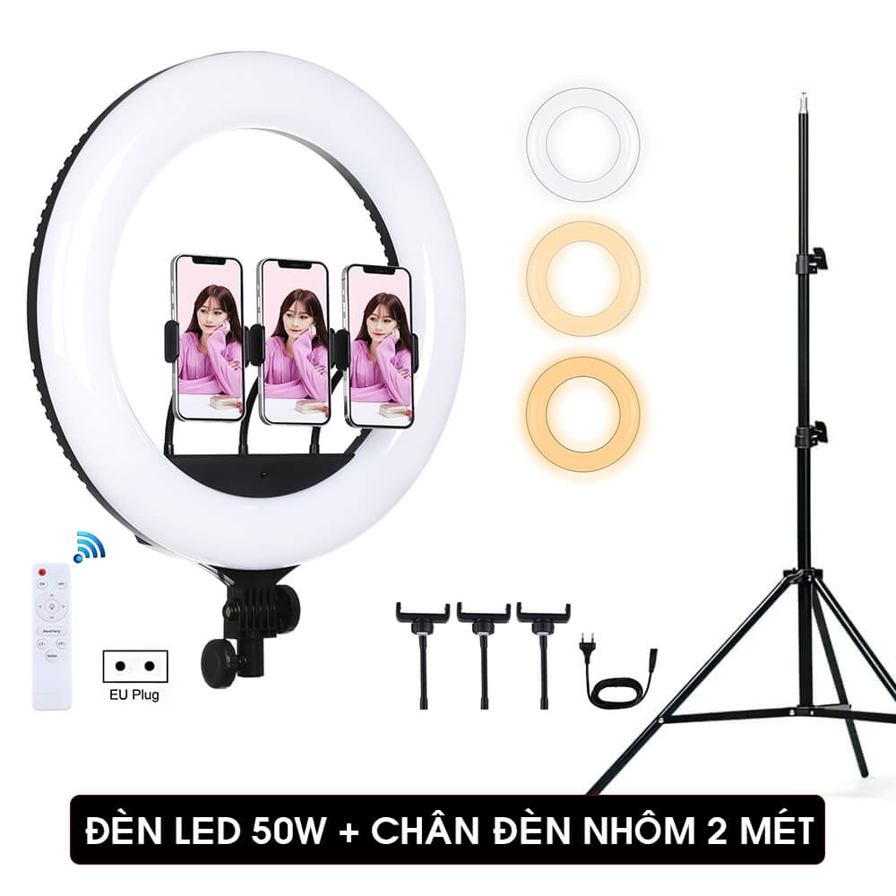 ( SIZE LỚN NHẤT ) Đèn LED Livestream 54cm, Thiết Kế Mới, Chất Liệu Chịu Lực Nên Bền Và Tốt Hơn, Công Suất 80W, Chân Đế Linh Hoạt Chắc Chắn, Thay Đổi Độ Sáng Led, Tuổi Thọ Lên Đến 20.000 Giờ, Tích Hợp 3 Kẹp Điện Tiện Lợi .