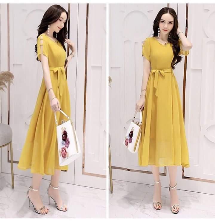 Đầm form dài voan chiffon xẻ đùi Misa Fashion MS307 đi chơi, dự tiệc / Có 3 màu solist
