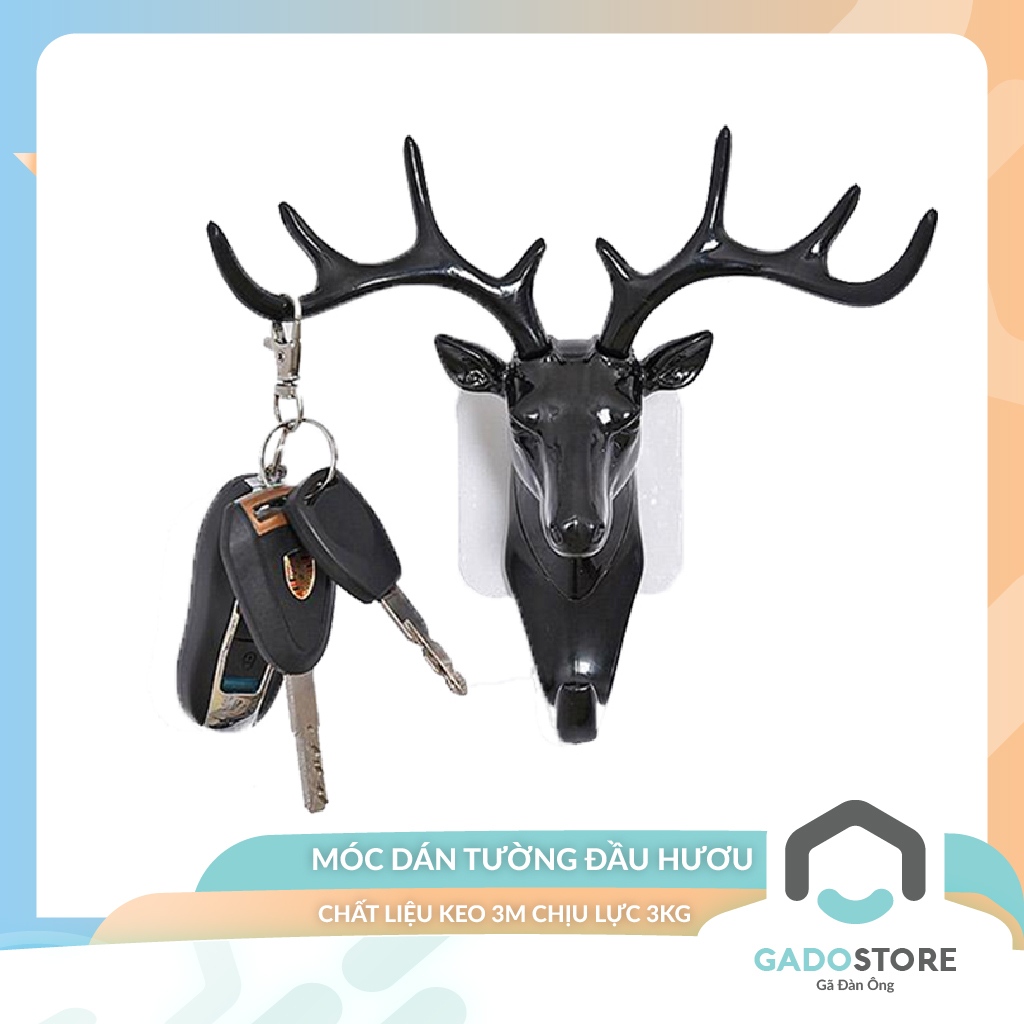 Móc dán tường hình đầu hươu để treo đồ và trang trí nhà cửa