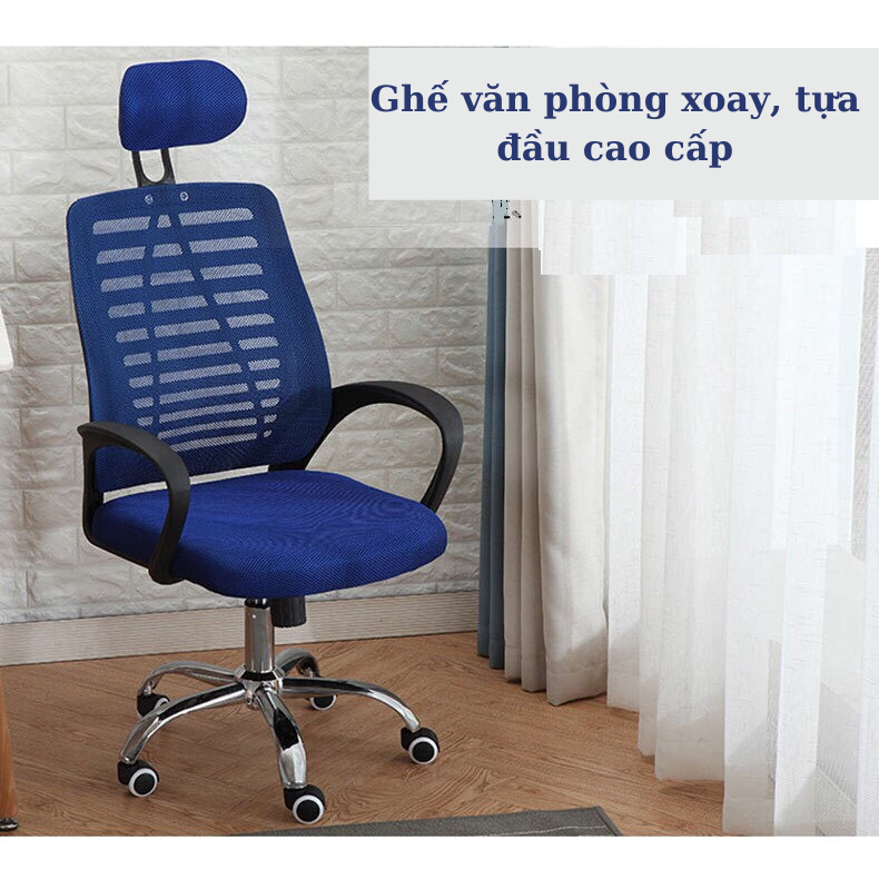 Ghế văn phòng xoay cao cấp, nệm lưới, tựa đầu !