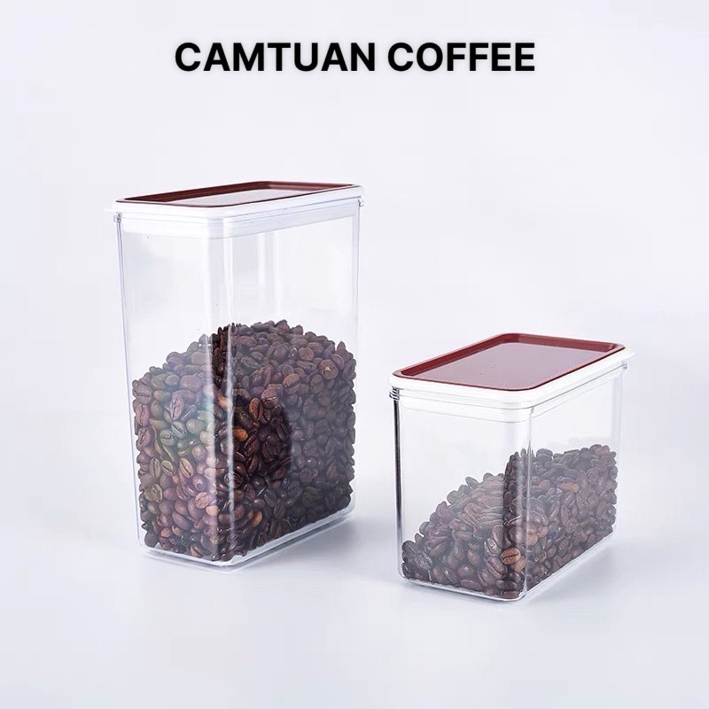 Hộp nhựa trong suốt đựng bột, hạt cà phê, ngũ cốc