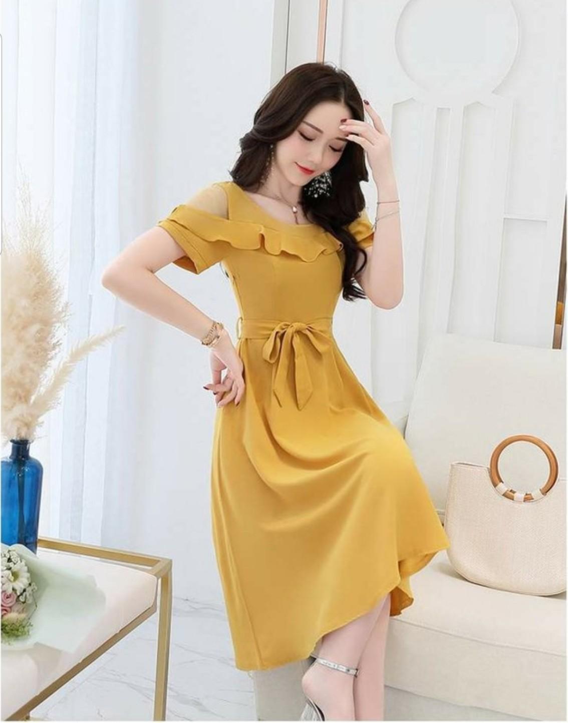 đầm voan lụa thiết kế rớt vai kiêu sa đẹp mê ly hàng cao cấp