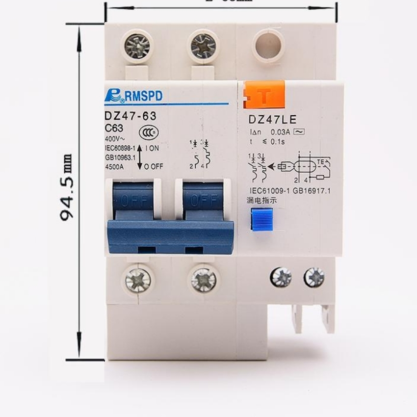 Aptomat chống giật 2P/63A , cầu giao chống giật